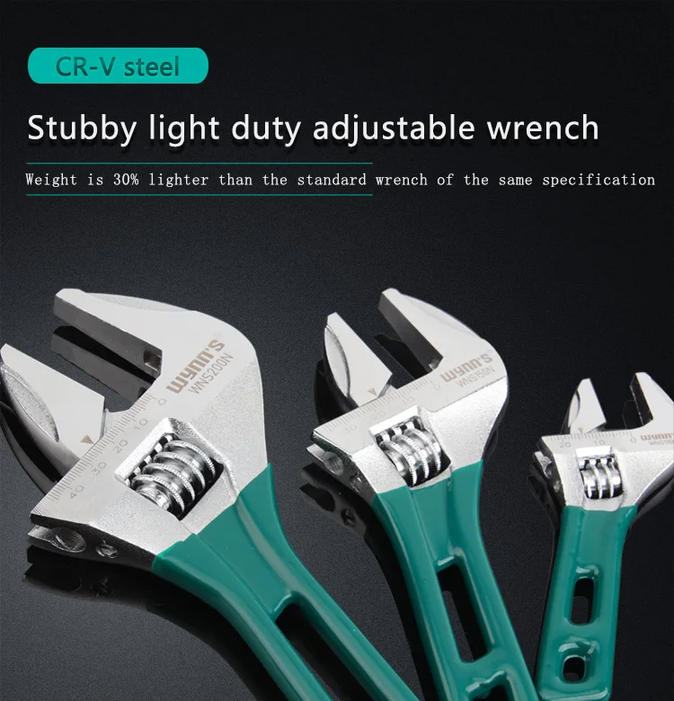 Manufacturer direct Custom Stubby light duty adjustable wrench tool for stamped steel wrench