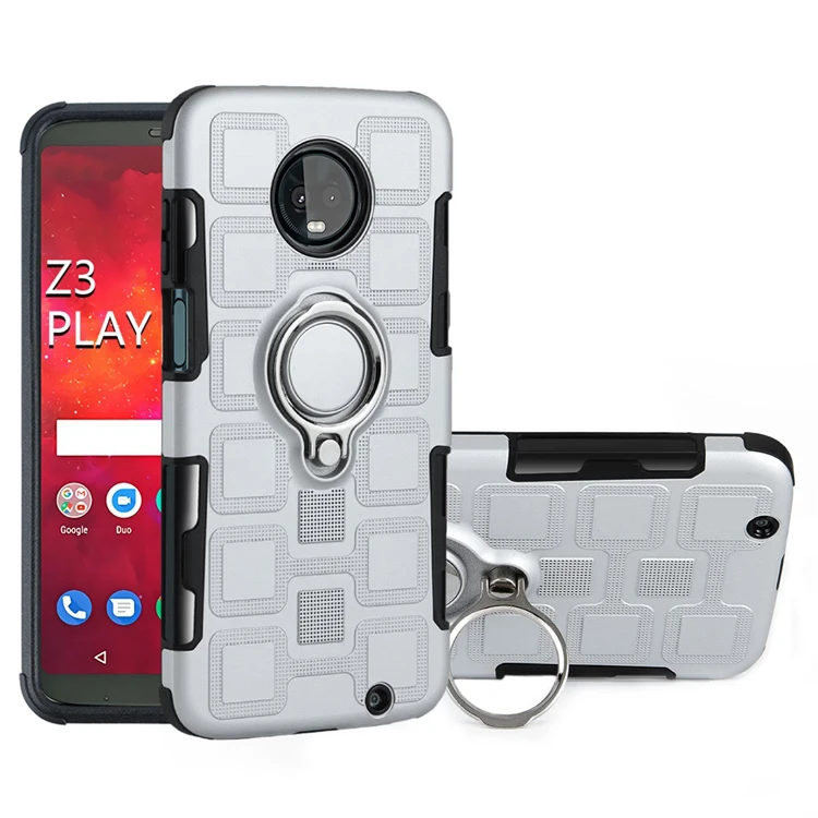 

Wholesale custom shockproof rugged 360 rotating ring holder car magnetic 2in1 tpu pc phone cover case for moto one power