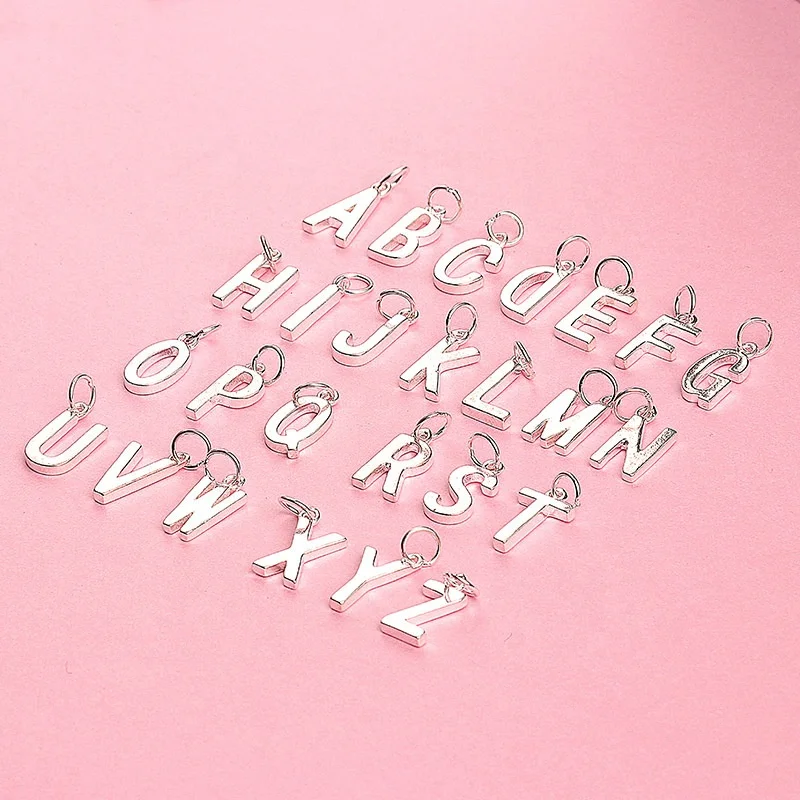 

925 Sterling silver DIY 26 letter charms alphabet for Bracelet jewelry making