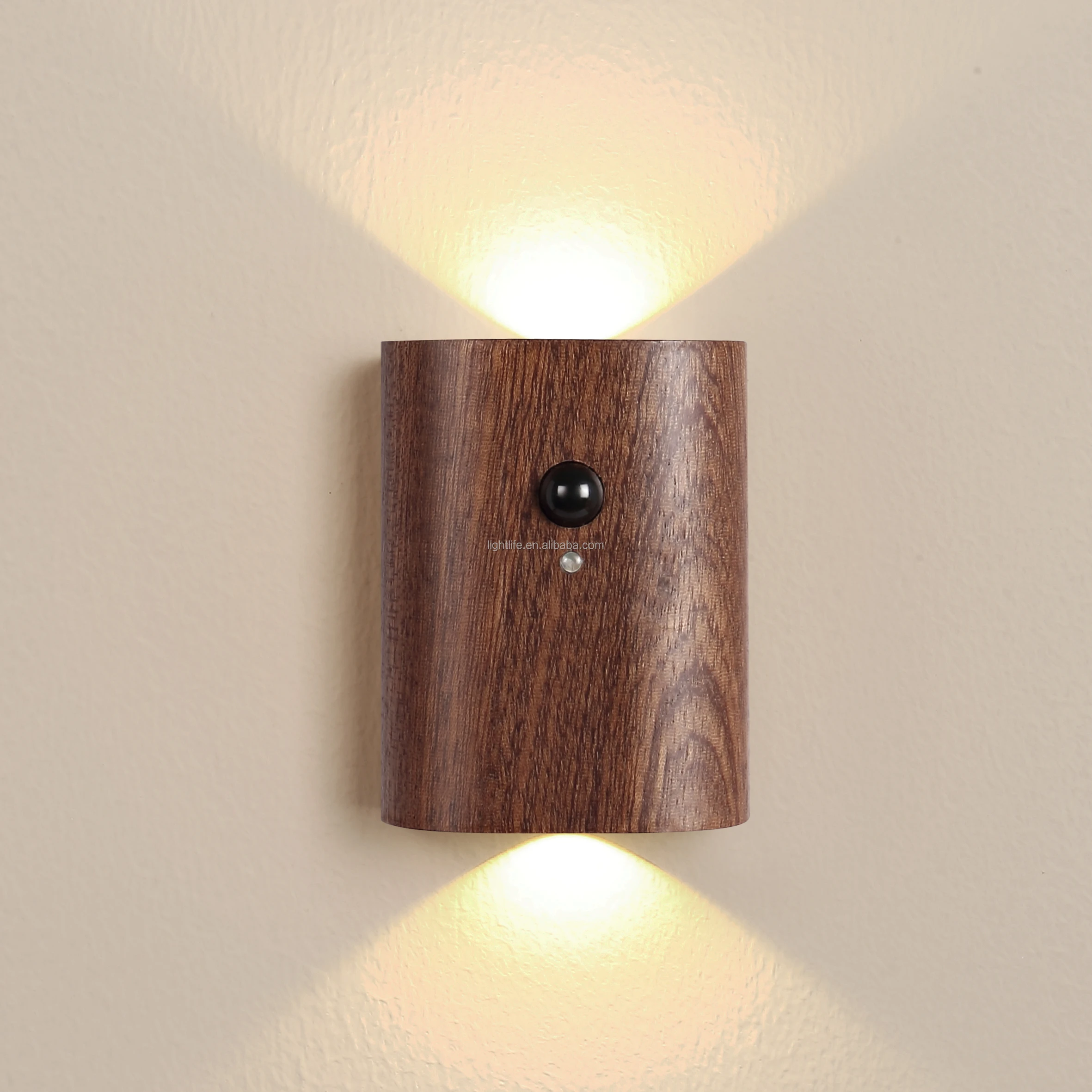 

Wood Smart Automatic Magnetic Pir Motion Sensor LED Night Light Up And Down Sconce Wireless Wall Indoor Body Induction Lamp