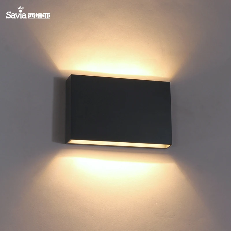 Savia Led 12w Plastic Modern Outdoor Garden Lamp IP65 Waterproof Lawn Landscape Decorative Exterior Black Up And Down Wall Light