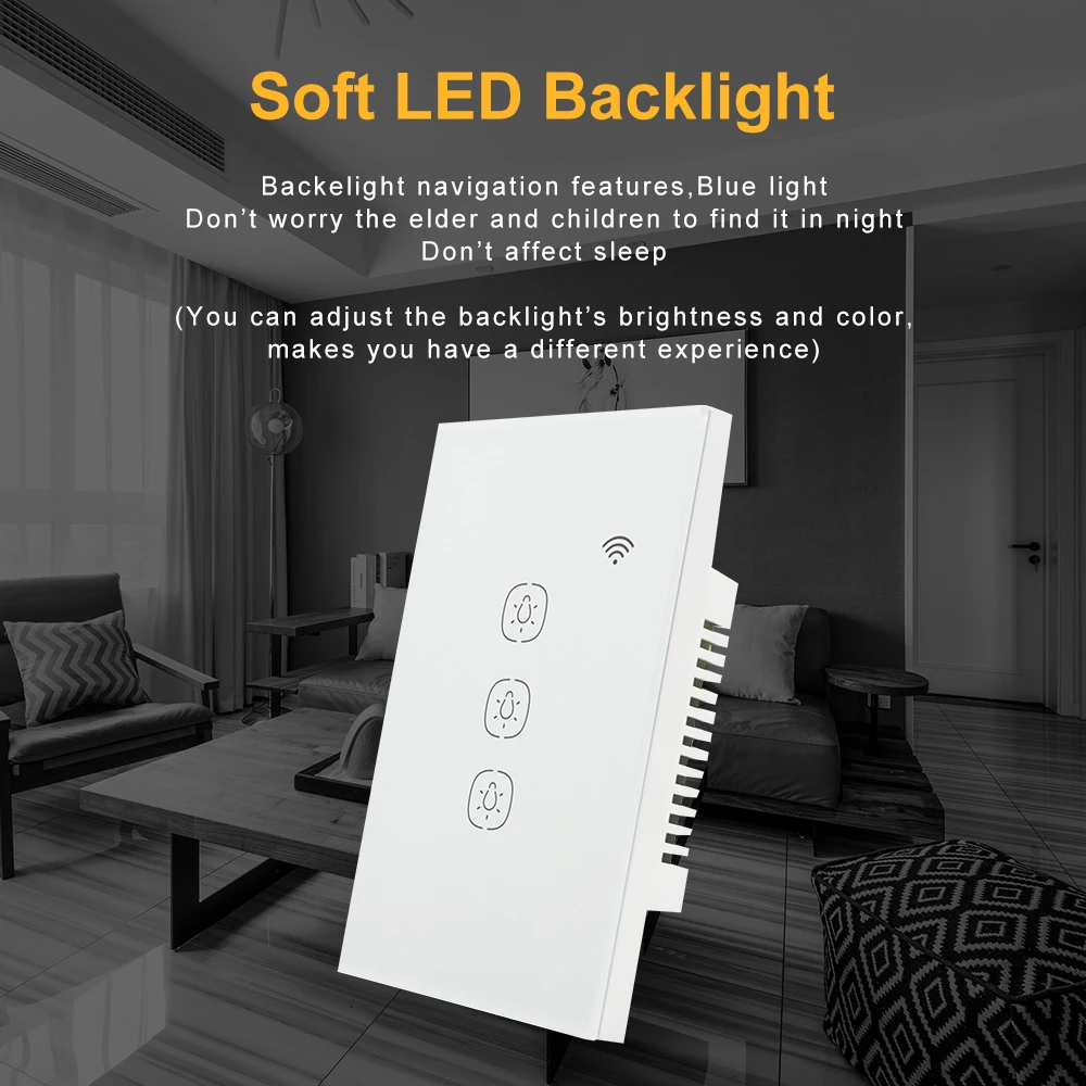 Keeper US Tuya Smart ZigBee Home Wifi Wall Touch Switch 3 Gang Glass Panel Voice Control Light Switch - ANKUX.COM