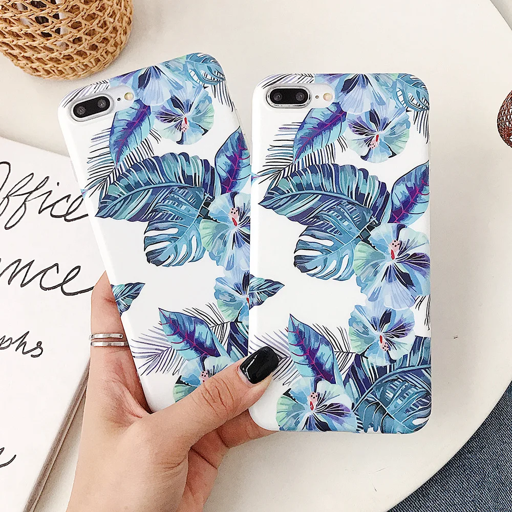

2021 Hot sale blue banana leaf printed phone case for iphone 11 pro max, for iphone 11 case imd full print