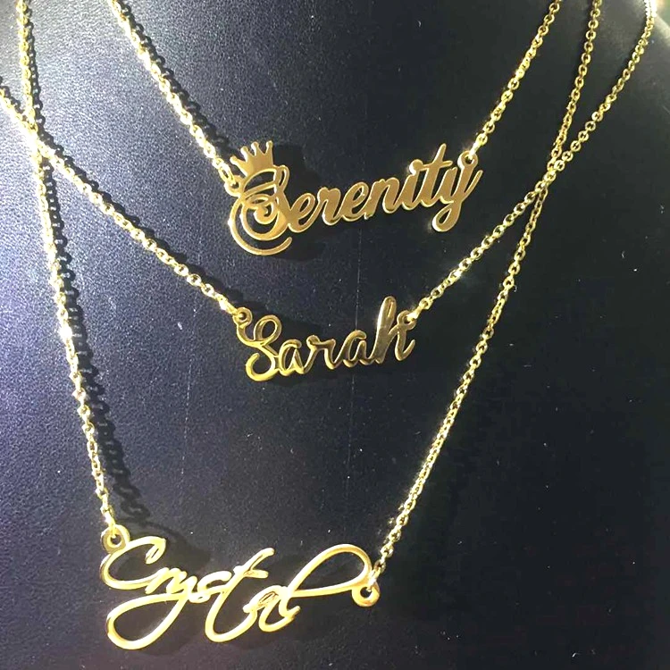 

Jialin Jewelry 2020 ins fashion Custom Jewelry Any Language Font Name Plate Necklace Personalised