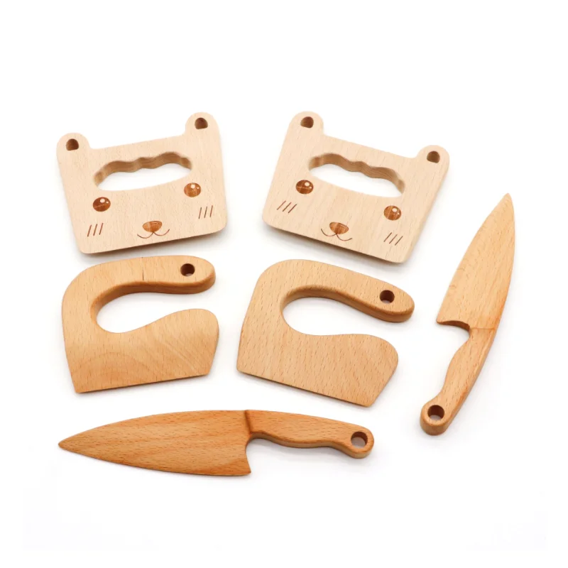 

Wholesale Handmade durable beech safe cutting kids carving wood knife, As picture