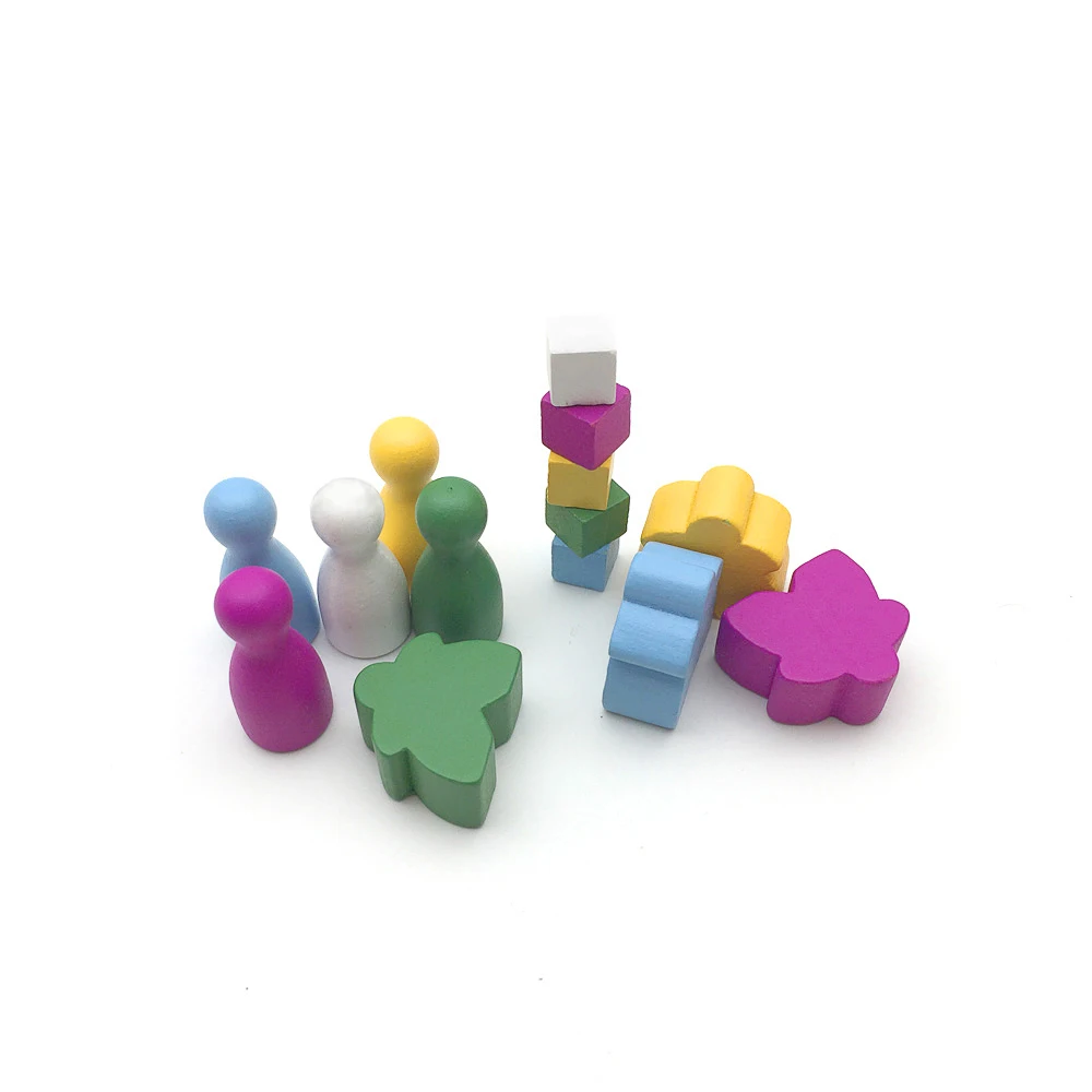 Customized Multiple Color Wooden Meeples Pawns Playing Board Game