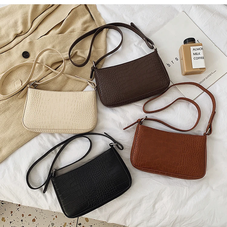 

Messenger Handbags Retro Alligator Pattern Women shoulder bags Flap New PU Leather Casual Solid crossbody bags for women, 4 colors