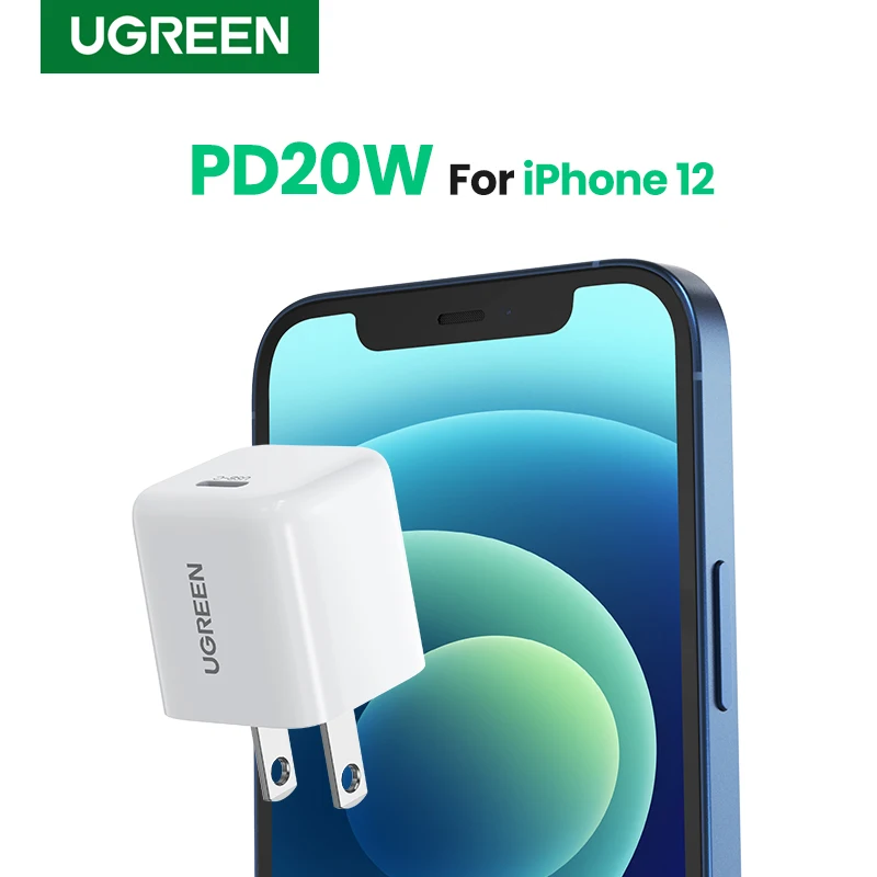 

UGREEN Portable Compact Fast 20W PD 3.0 Quick USB-C Charger for IPhone 12 Series Mobile Phone IPad Type C Lightning Charger