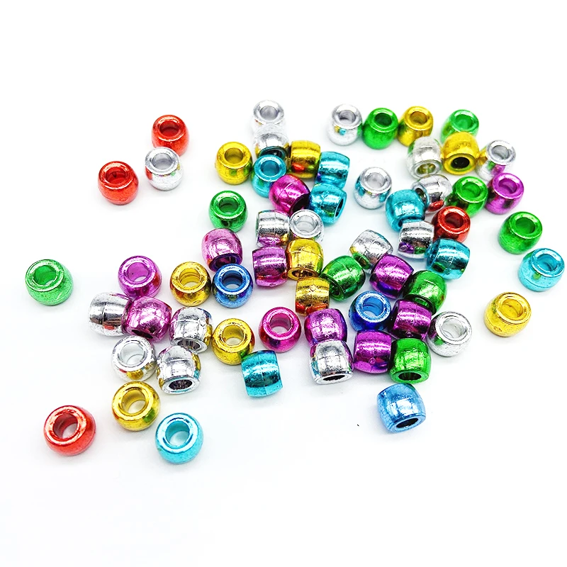

Color Pony Beads Plastic Big Large Hole Beads / Metal Factory Price Wholesale 6*9MM 2060pcs/bag DIY Jewelry Making Beads Set, Mixed color