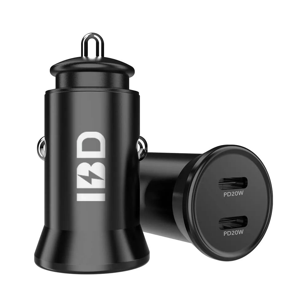 

IBD hot seller mini design Protalbe charger 40W Double PD Car Charger for mobile phone