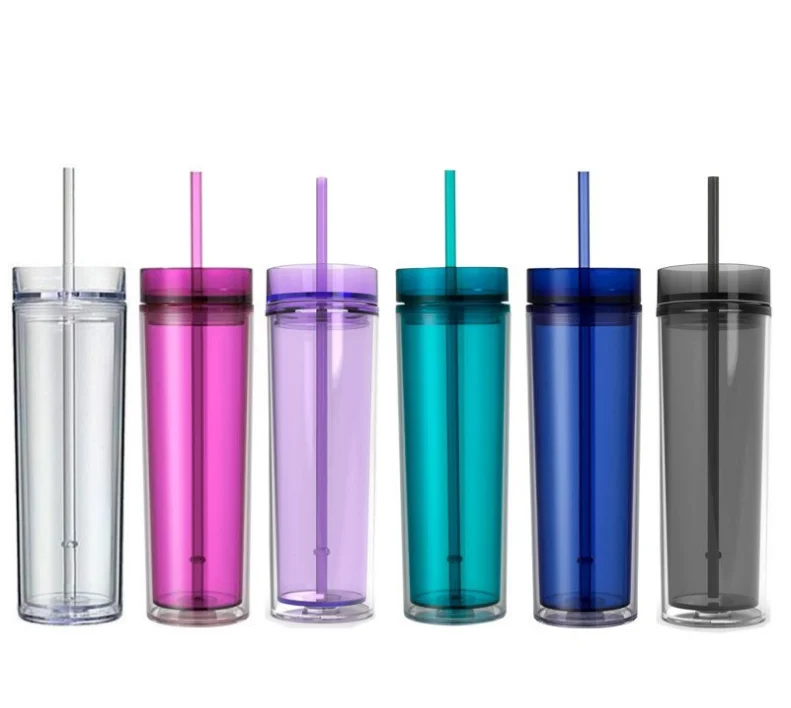 

RTS Wholesale 16oz/22oz BPA free Double Wall Acrylic Plastic Tumbler With Lid and Straw, Picture shows