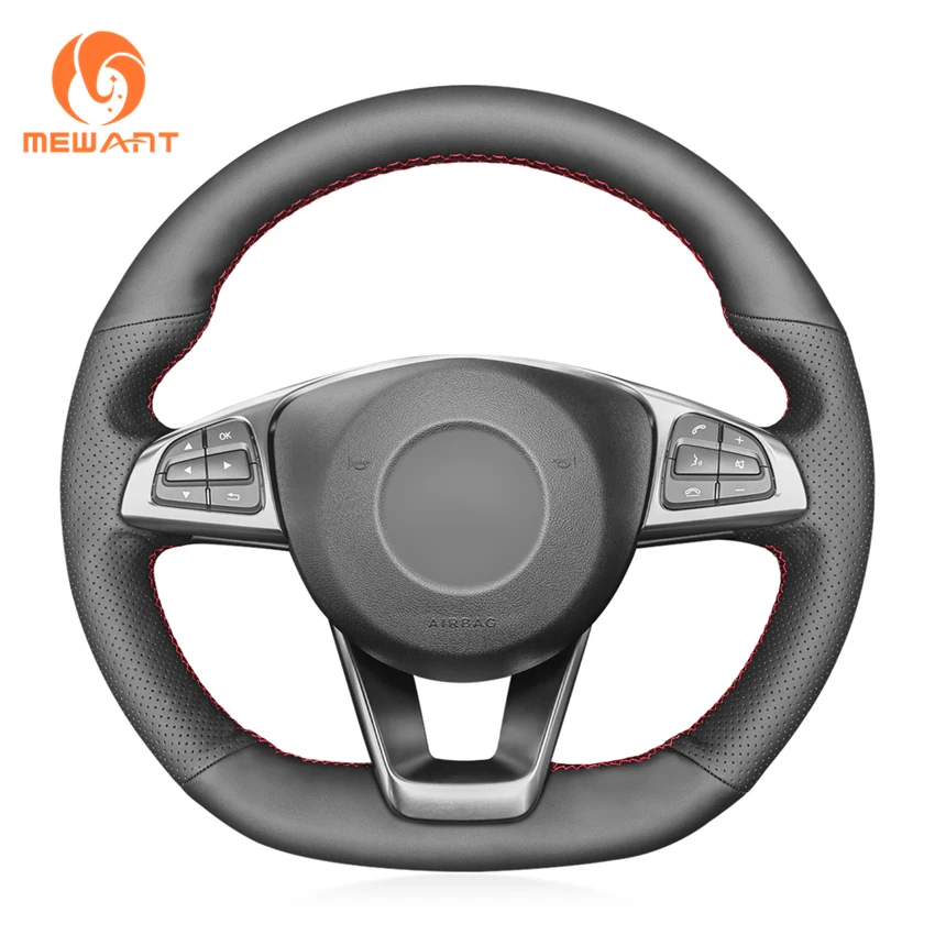 

MEWANT Wholesale For Mercedes C E S SL GLC GLE CLA CLS Class AMG C43 Car Hand Sewing Original Leather Steering Wheel Cover