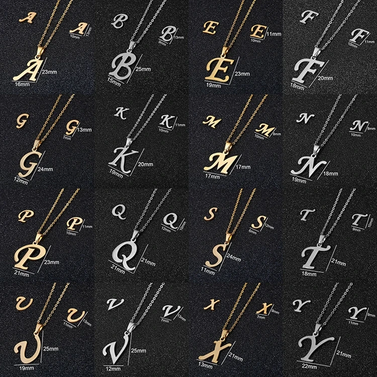 

Cheap Custom Gift 18k Gold Initial 26 Alphabet Name Pendant Stainless Steel Necklace Earring Jewelry Set