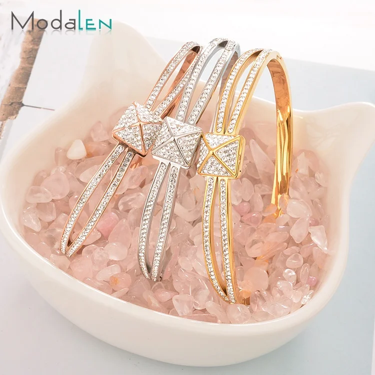 

Modalen Designer High Quality Rhinestone Stainless Steel Bracelet Bangle Jewelry