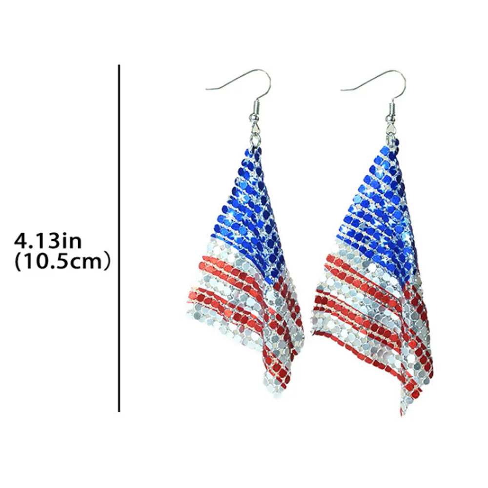 

metal long dangle drop 4th of July independence day patriotic Flag color USA UK France country earrings women popular