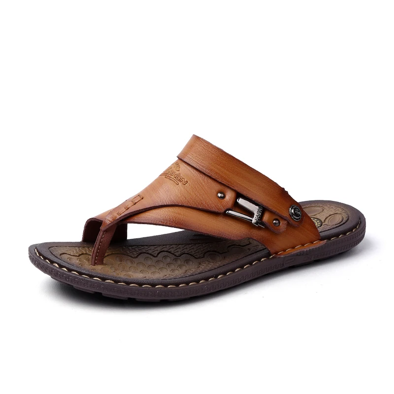 

Microfiber Leather Sandals For Men Summer Breathable Beach Sandals Soft Flip flops Men Slipper