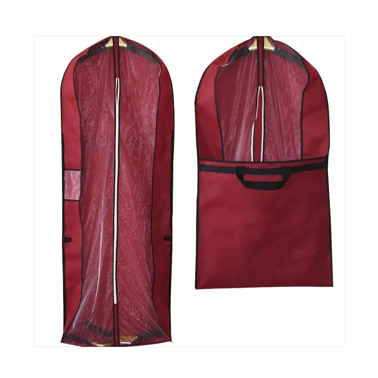 

Red Non-woven Garment Luggage Hanging Clothes Bag Cloth Garment Bags, Customized color