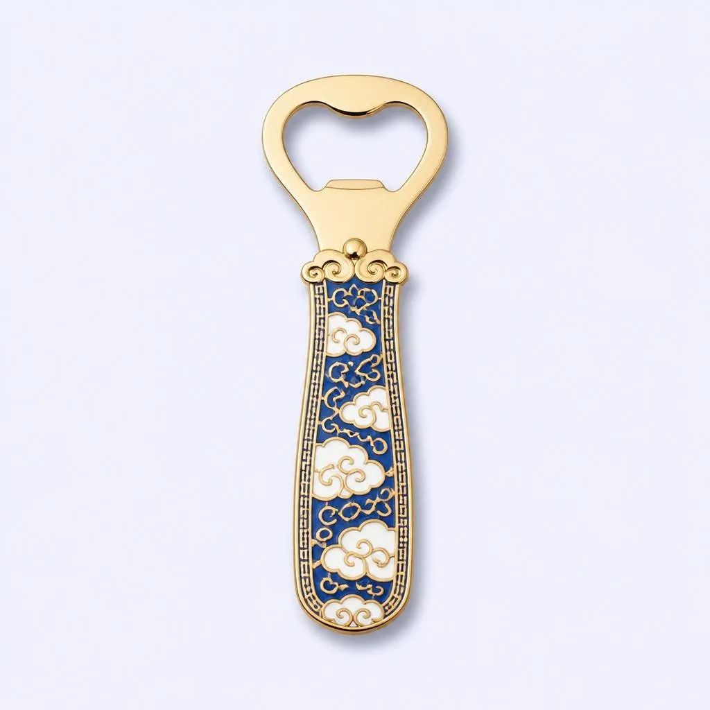 Square blue and white cloud bottle opener