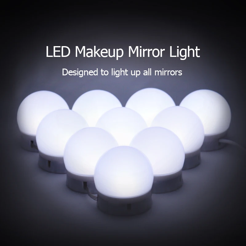 

LED Makeup Lamp 10 Bulbs Dimmable Light Hollywood Vanity Mirror Wall Bathroom Vanity Lighting
