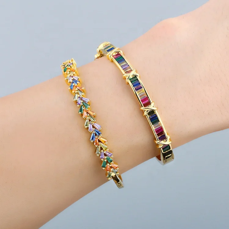 

GB20117 Rainbow Bracelets Gold Plated Bangles For Women