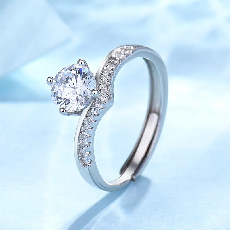 

925 Sterling Silver adjustable ring CZ rings design for couples jewelry