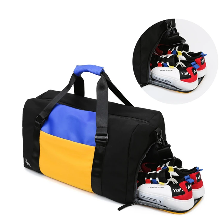 

MOQ 10PCS new fashionable candy color duffel gym sport bags for gym travel custom logo bag with shoe compartment, Customized color