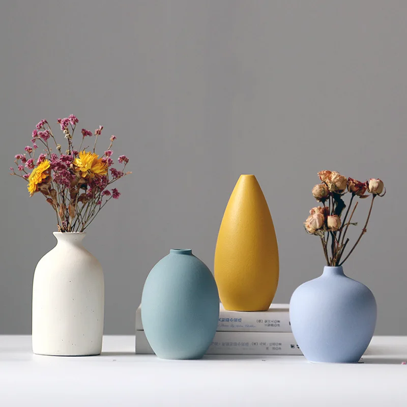 

Nordic Ins Style Dried Flower Arrangement Vase Home Decor Small Hole Ceramic Vases Desktop Ornament Vase