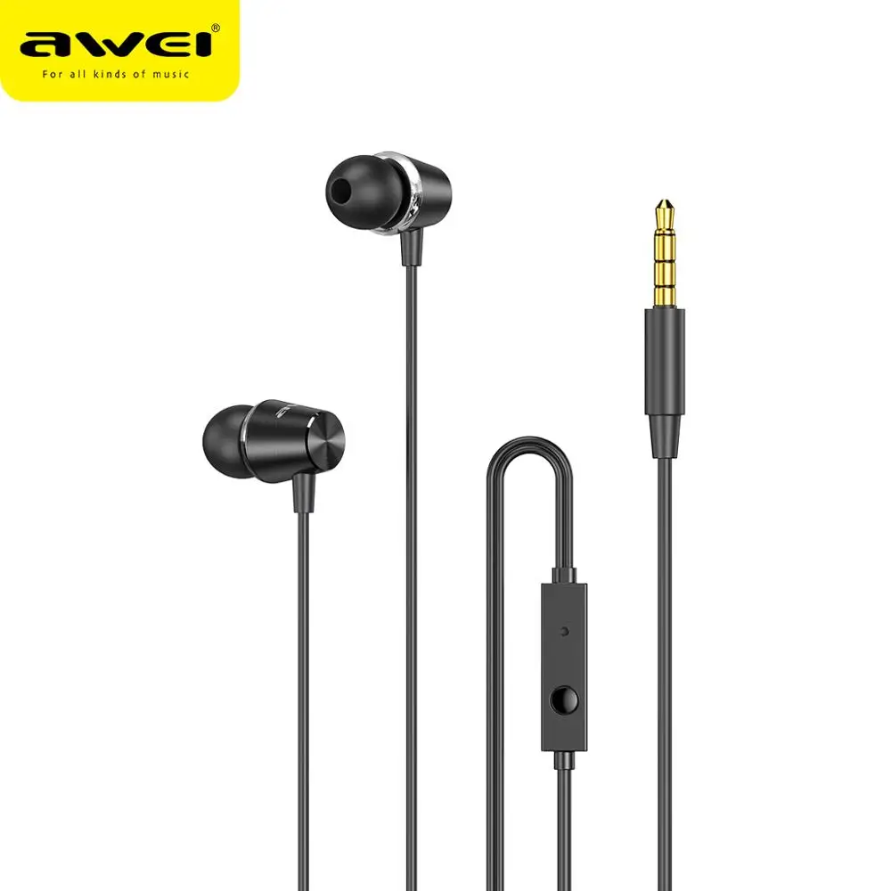 

AWEI New PC-2 Wired In-Ear earphone Mic and Volume Control OEM, Black