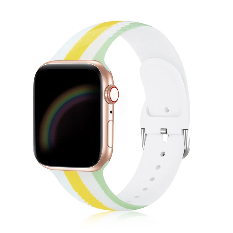 

Rubber Watch Strap Farben Silikonarm Band For Apple Watch Series 5 For Iwatch Seriesarmband 1/2/3/4/5/6 / Se, Optional