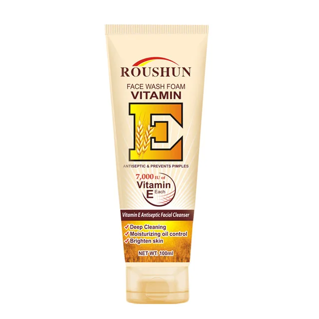 

Roushun Private Label Face wash Vitamin E Facial Foam Anti-wrinkle facial cleanser wash, Milk white cream