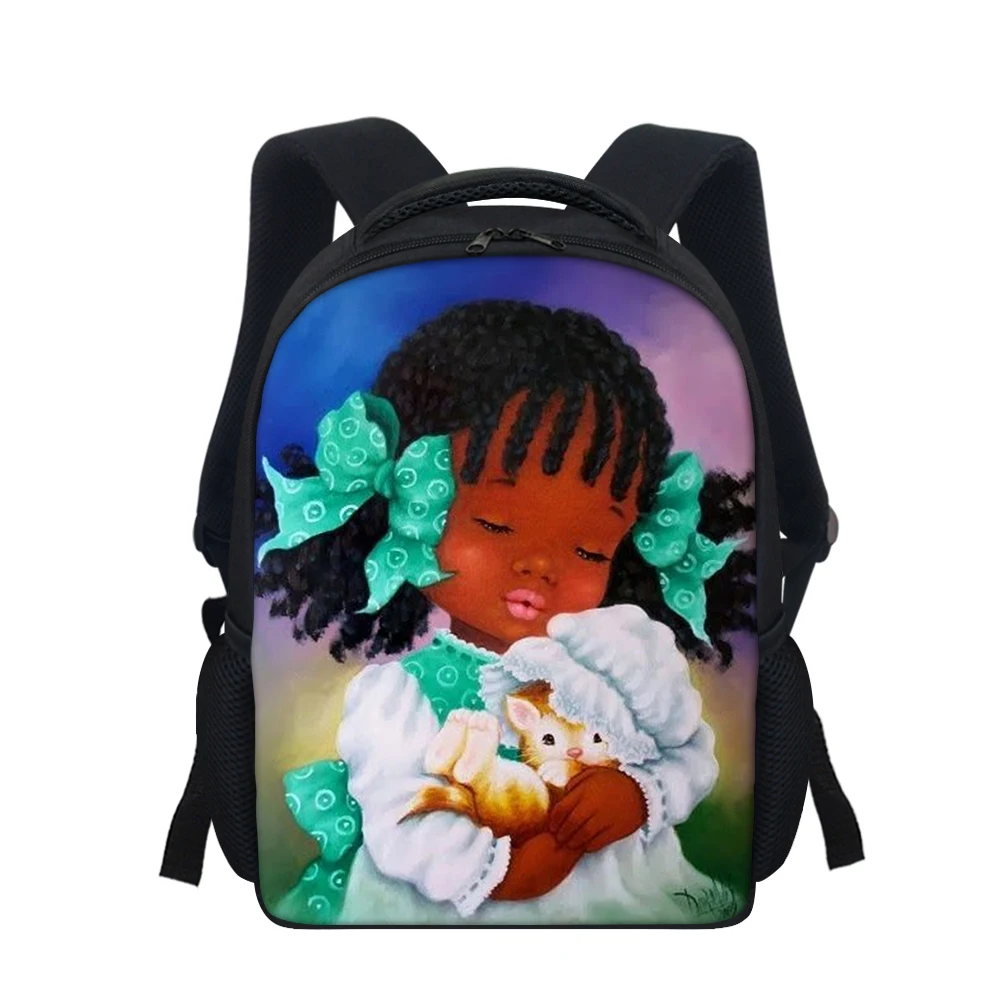 

Vintage African American Children's Art Print Kids School Book Bags School Backpack for Girls Preschool Elementary Child Bookbag, Customized color