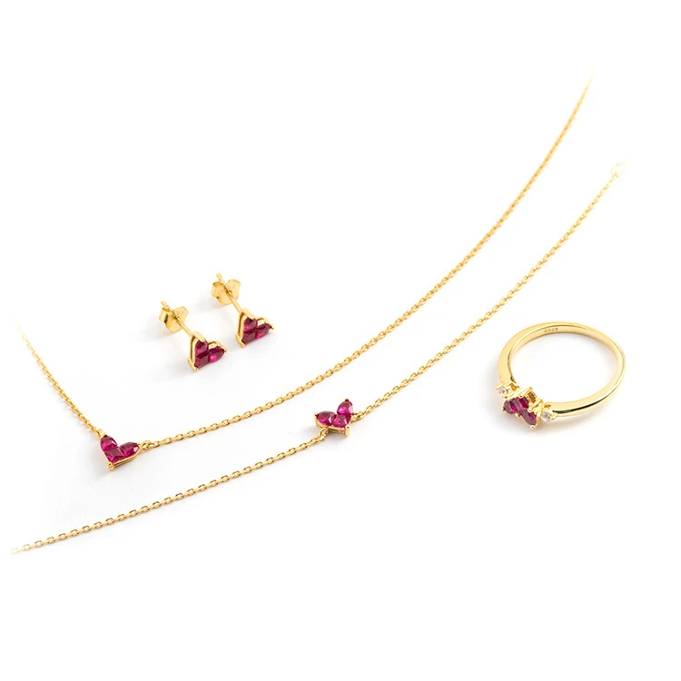 

Aimgal Jewelry Light luxury custom love earrings with sterling silver 925 ruby red corundum stud earrings for women gift