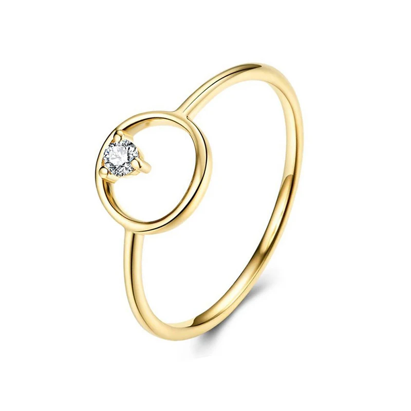 

RINNTIN SR191 New Design Gold Plated Real 925 Sterling Silver Petite Circle Ring for Women