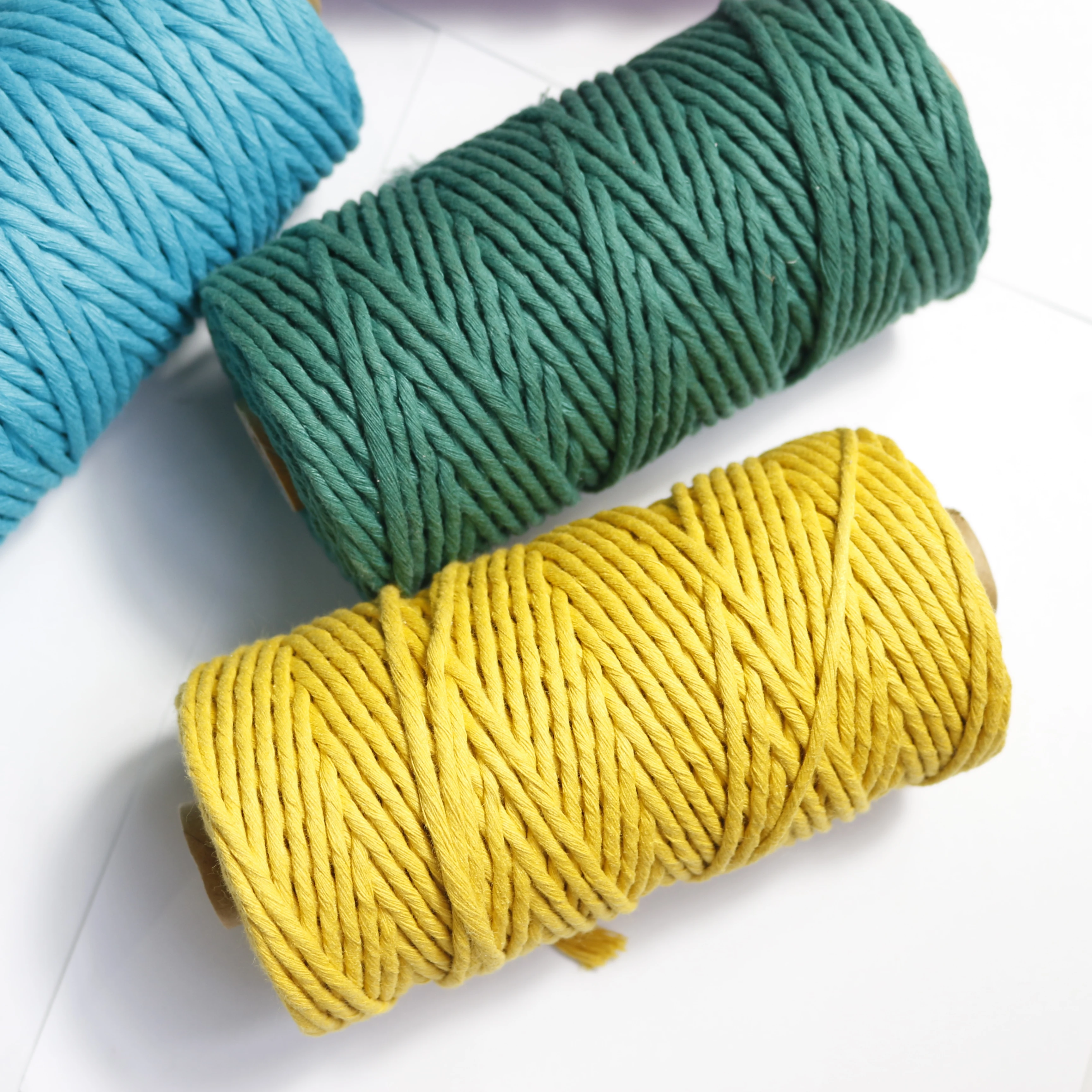 

Twist single strand macrame cord cotton string rope  100meter per roll, Multi colors or customized color