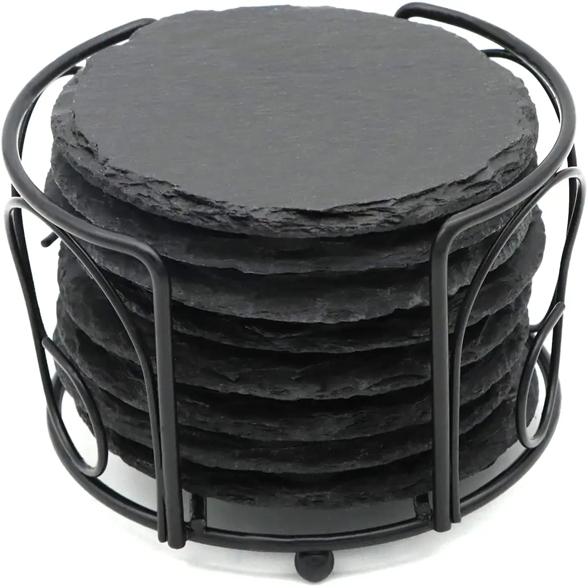 

Tabletex 8 Pieces Black Slate Coaster Set Non-Slip Heat Resistant Shape Pattern Customizable Home Decor Coasters