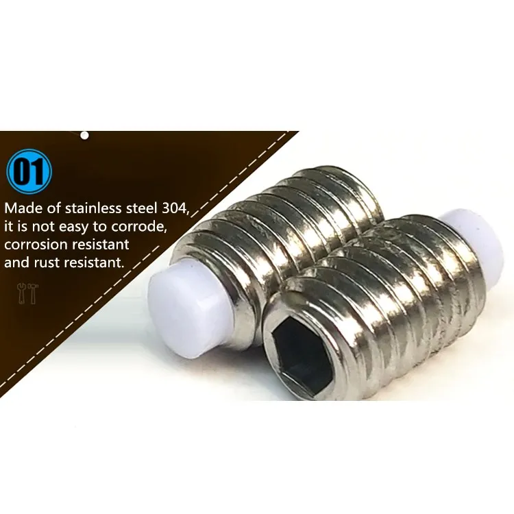 Stainless Steel Nylon Hex Socket Flat Point Set Screw Buy Nylon Tip