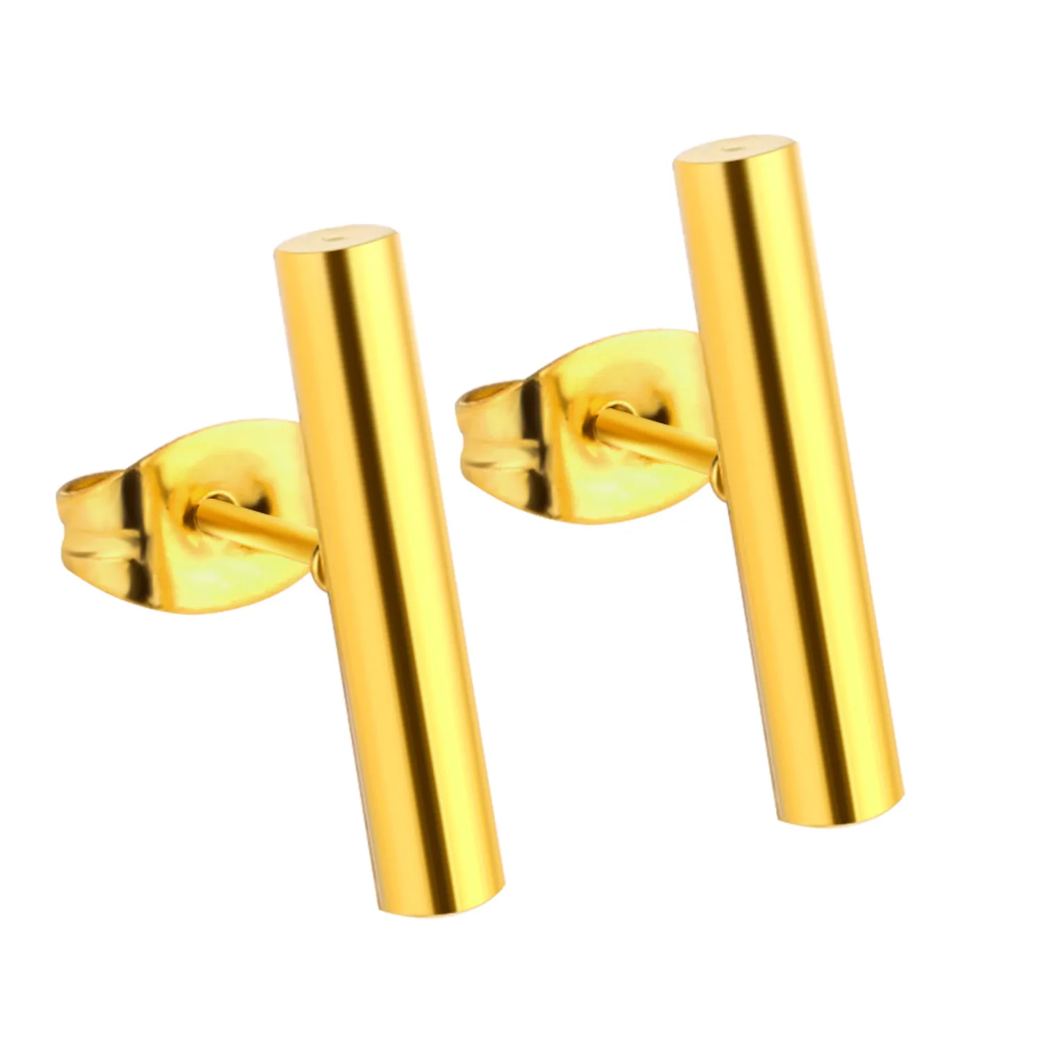 

New personalized cylindrical fashion Korean trending gold earrings wholesale sales, Silver-gold-rose gold