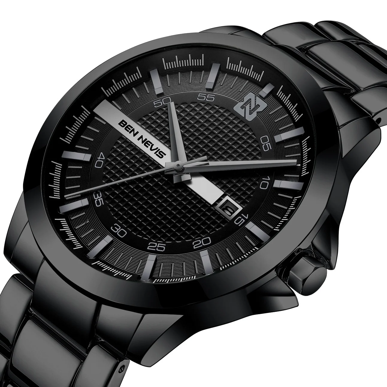 

Luxury Elegant Classic Waterproof Quartz Wristwatches Day Date Matte All Black Watch