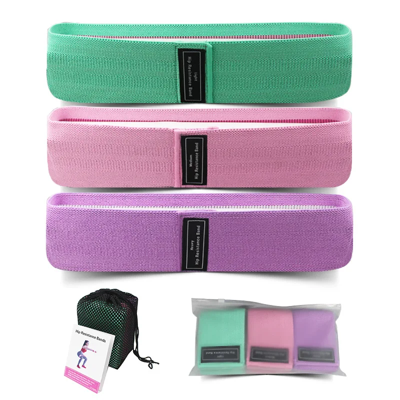 

Non Slip Fabric Yoga Resistance Booty Bands Sets of 3 Hip Exercise Bands for Women and Men
