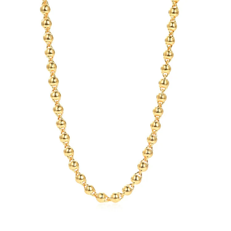 

Solid 24k Yellow Gold Italian Ball Bead Chain Classic Necklace 18'' inches 3.55mm