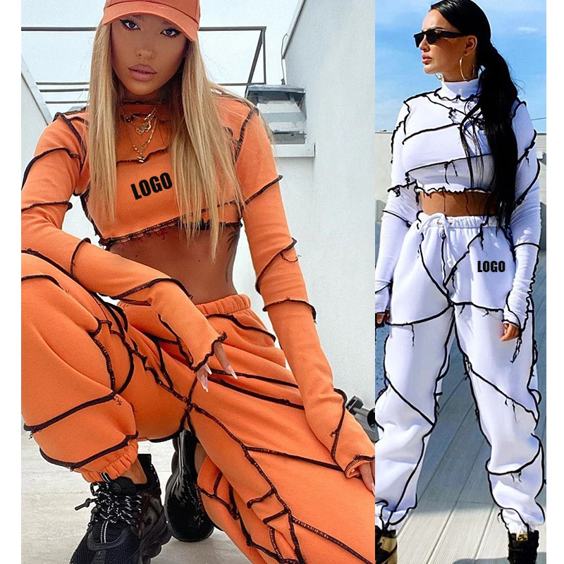 

Fashion Turtleneck Winter Fall Women Jogger Suits Set Tracksuit Two Pieces Jogger Crop Top Jogging Pants Set, Customized color