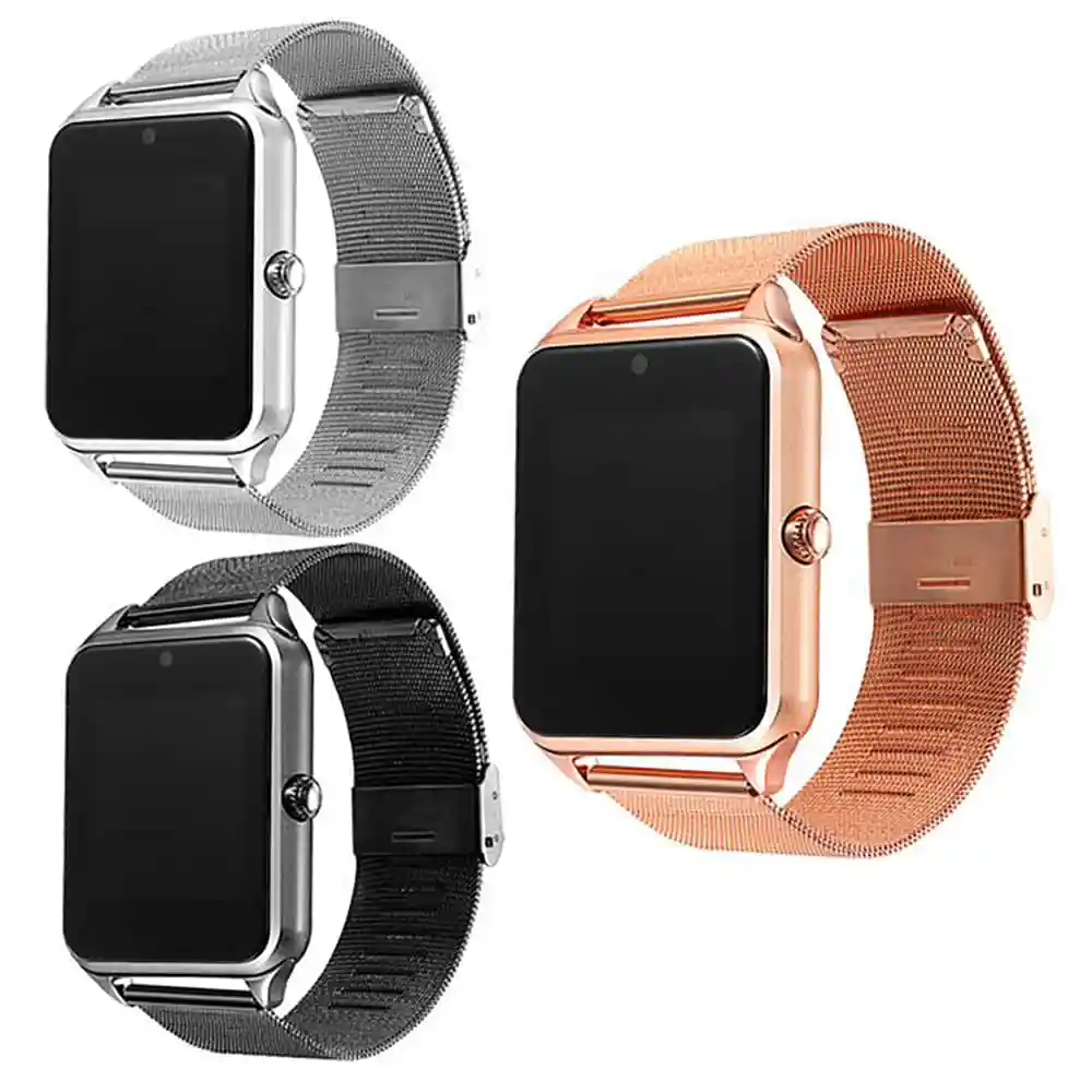 

2020 Smart Watch Z60 Men Women Wrist Smartwatch Support Sim/tf Card Stainless Steel Metal Wristwatch, Black/gold/silver