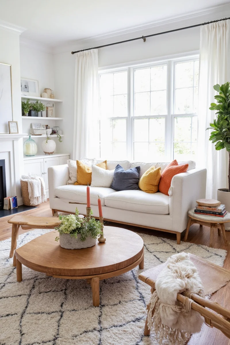 Baskets used for toy storage in a sitting room