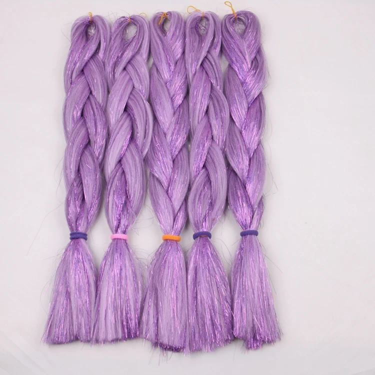 

200pcs STOCK 24inch 100g hair tinsel mix synthetic jumbo braids braiding hair extensions