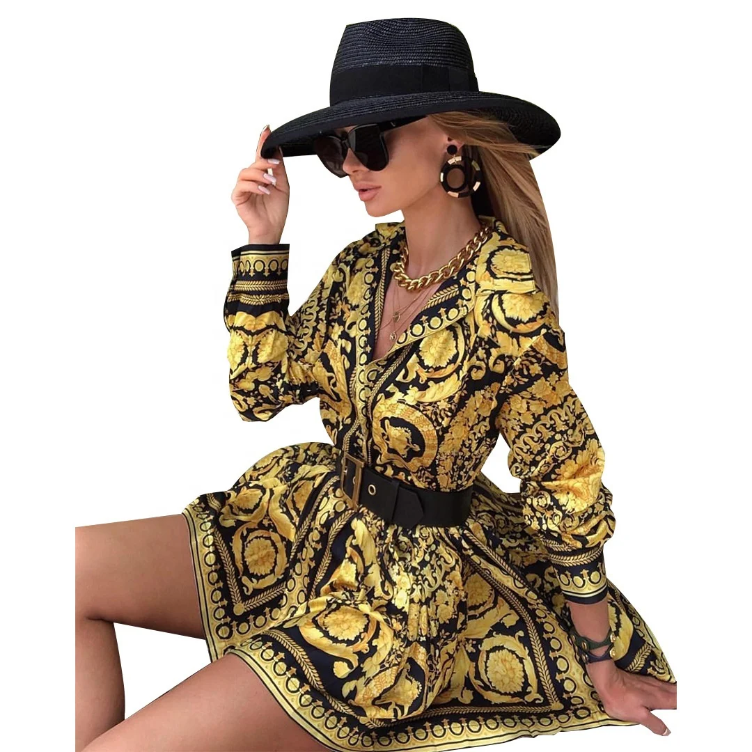

2021 New arrivals designer clothes famous brands ladies blouses women luxury dress, Shown