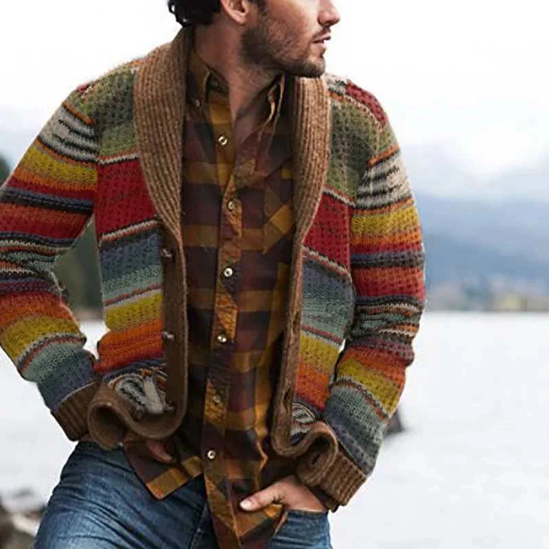 

2020 Men's Fashion Solid Color Autumn Knit O-Neck Long Sleeve Spliced Sweaters Casual Slim Fit Pullover Tops, Red, khaki, gray, blue