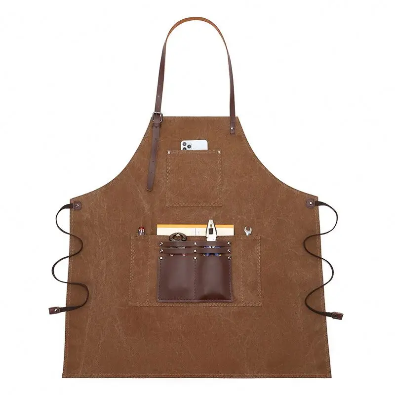 

New arrival leather canvas apron tool apron barista barber chef work wear apron, Same as picture or custom