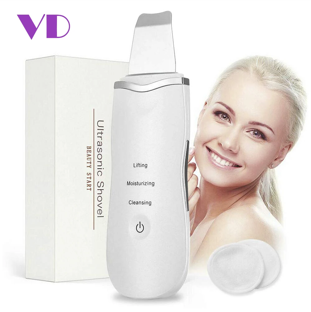 

High quality rechargeable wireless face facial professional ultrasonic skin scrubber