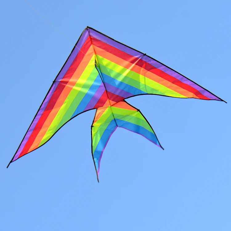 
Chinese Weifang Colorful delta rainbow fish kites easy flying outdoor  (1600093138250)