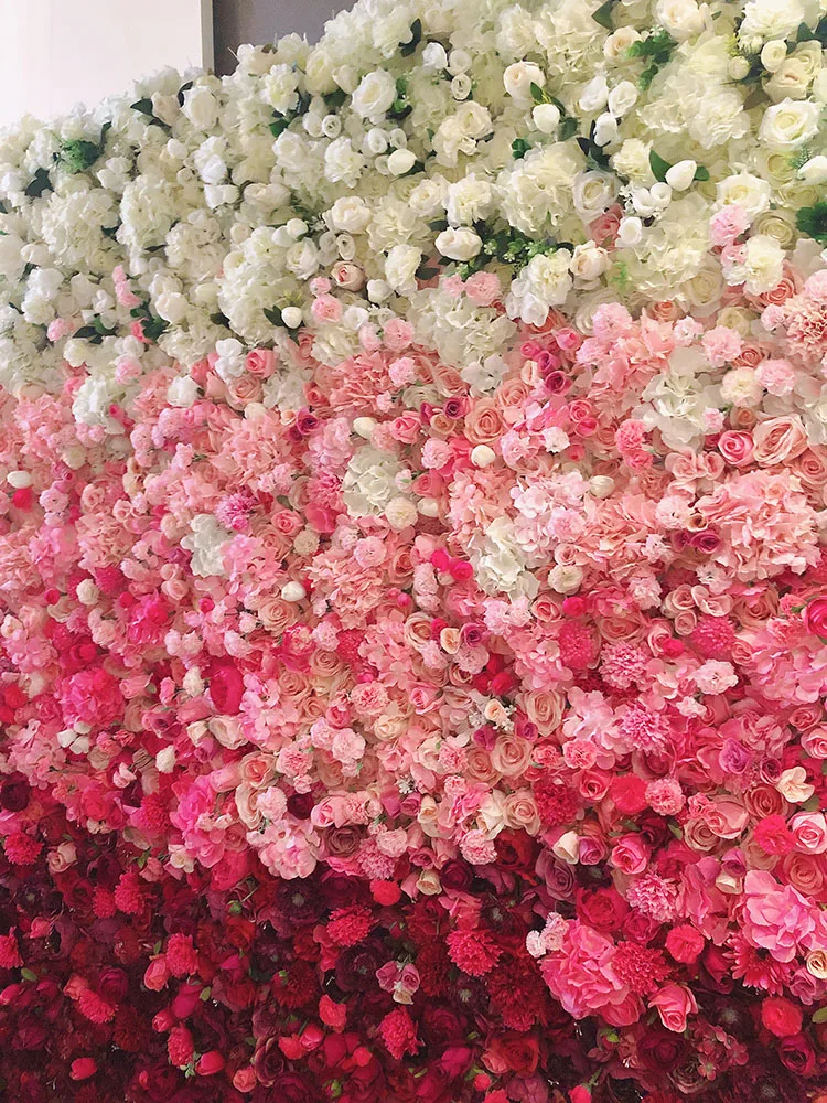 giga 手工制作 2.5m * 2.5m 卷起过渡颜色 3d 玫瑰花墙